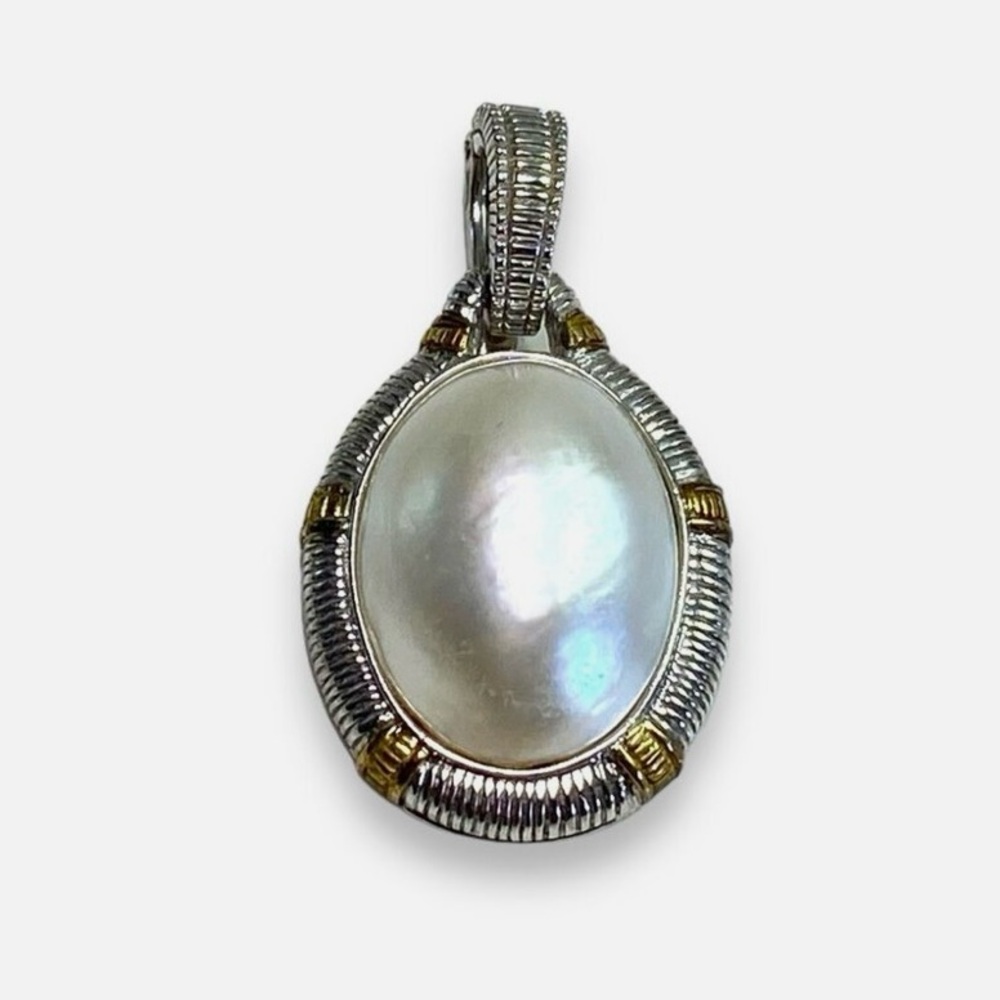JUDITH RIPKA JR TWO Pearl Pendant Enhancer 18K Gold 925 Sterling Silver